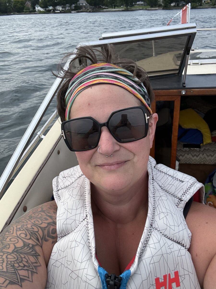 Jennifer enjoying a day on the boat